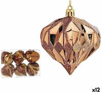 Set de boules de noël marron en plastique diamant 8 x 9 x 8 cm (12 pcs.)