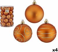 Set de boules de Noël orange pvc 6 cm (4 pcs)