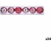 Set de boules de Noël rose plastique Ø 8 cm (24 pcs.)