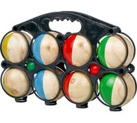 Set de boules en bois avec sac de transport - 8 boules en bois - Boccia Petanque Garten Spiel Wurfspiel Kinder