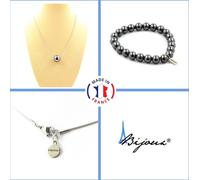 Set de bracelets Collier 1 perle d'hématite 8 mm Chaîne en acier inoxydable