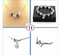 Set de bracelets Collier 4 perles Quartz + hématite 8 mm Chaîne en acier inoxydable