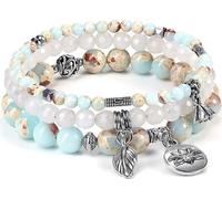 Set de bracelets de pierres précieuses pour femmes, pendentif Lotus multicouche, J0553 turquoise