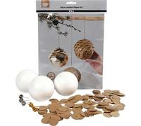 Set de bricolage boules en papier simili-cuir naturel, or, matériel et instructions inclus