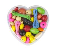 Set de bricolage LENA perles à enfiler en bois dans une boîte en forme de cœur, y compris un lacet