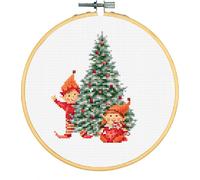 Set de broderie au point de croix Dutch Stitch Brothers avec cercle "Christmas C", dia. 15 cm