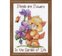 Set de broderie au point de croix "Garden of Life Kitty" de Design Works, 13x18cm
