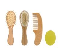 Set de brosses à cheveux pour - Poils doux en bois, kit peigne doux pour le soin du cuir chevelu, outil de massage pour le soin des cheveux nouveau-né, accessoire naturel et