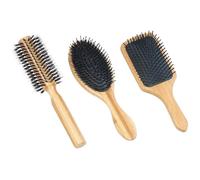 Set de brosses à cheveux - Sichler Beauty - 3 pièces - Bambou - Soies de sanglier - Mixte