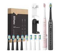 Set de brosses à dents soniques avec têtes de brosses à dents et 2 porte-brosses à dents Bitvae D2+D2 (rose et noir)