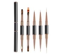 Set de brosses à ongles double embout | Set De 5 Stylos Double Embout De Pointillage | Outils De Pointillage Pour Ongles,Pour Application De Peinture Florale À Domicile, Salon, French Tip, Femmes, Fil