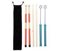 Set de brosses pour de batterie, brosse à tambour rétractable en fil métallique de style jazz, avec tige en bambou 5A et à 19 lattes, comprenant une sacoche de (Bleue)