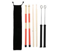 Set de brosses pour de batterie, brosse à tambour rétractable en fil métallique de style jazz, avec tige en bambou 5A et à 19 lattes, comprenant une sacoche de (Noire)