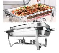 Set de buffet rectangulaire en acier inoxydable Chafing Dish avec couvercle, Récipient de maintien au chaud en acier inoxydable | Chauffe-plats | Réchaud pour catering, buffet et fêtes