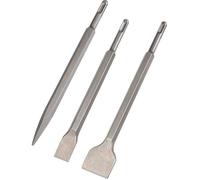 Set de burins SDS Plus 3 pièces - Burin large plat et pointu - Pour travaux béton et blocs de construction - Changement rap