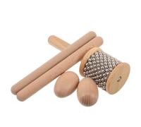 Set de Cabasa Musicale en Bois et Métal, Petite Percussion à Main | Forme Œuf, Teinte Kaki, pour Cours de Musique et Enseignement Mobile, Volume Optimisé et Son Stratifié