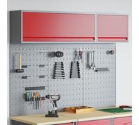 Set de cabinet à outils et panneaux perforés de 5 pièces vidaXL monté au mur en métal rouge