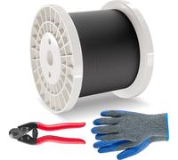 Set de câbles métalliques VEVOR, Ф3,18 mm x 152,4 m, câble en acier inoxydable 316 avec coupeur & gants, résistance à la rupture de 7,1 kN, âme de 7 x 7 torons en qualité marine & aéronautique pour ma