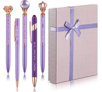 Set De Cadeau De Remerciement Stylos À Encre Noir Fantaisie Stylos À Bille Diamant À Paillettes Stylo En Métal De Cristal Avec Coffret Cadeau Pour Femmes Enseignant Collège (Violet)