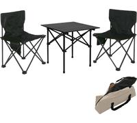 Set de camping HWC-N50, table 2x chaise chaise pliante chaise de pêcheur pliable, métal ~ noir