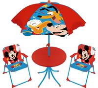 ARDITEX WD16128 Set de Table (50 x 50 x 48 cm), 2 chaises (38 x 32 x 53 cm) et Parasol (diamètre 110 cm) de Disney-Mickey