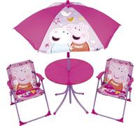 Set de jardin Peppa Pig Rose avec une table, 2 chaises et un parasol