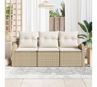 Set de canapé de jardin 3 pièces avec coussins Beige Poly Rotin vidaXL, Canapé de jardin 2 places avec rangement et coussins Beige Poly Rotin vidaXL