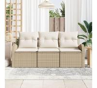 Set de canapé de jardin 3 pièces avec coussins Beige Poly Rotin vidaXL, Canapé de jardin 2 places avec rangement et coussins Beige Poly Rotin vidaXL