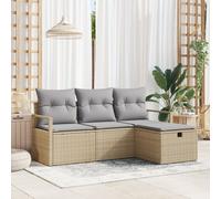Set De Canapé De Jardin 4 Pièces Vidaxl Avec Coussins Beige Poly Rattan, Canapé De Jardin 2 Places Vidaxl Avec Coussins Beige Poly Rattan