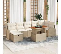 Set de canapé de jardin 8 pièces vidaXL avec coussins Beige Poly Rattan, Canapé de jardin 2 places vidaXL avec rangement et coussins Beige Poly Rattan