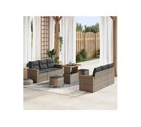 vidaXL Ensemble de canapé de Jardin 9 pcs Gris polyrotin, Canapé d'extérieur Moderne, Salon Durable pour Jardin, terrasse, Ensemble modulable Parfait pour la détente