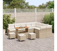 Set de Canapé de Jardin vidaXL 13 pièces avec Coussins Beige Poly Rotin Acacia, Sofa de Jardin 2 places vidaXL avec Rangement et Coussins Beige Poly Rotin, Set de Salle à Manger de Jardin 4 pièces ave