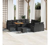 Set de canapé de jardin vidaXL 13 pièces avec coussins noir poly rotin acacia, Sofa de jardin 2 places vidaXL avec rangement et coussins noir poly rotin, Set de salle à manger de jardin 3 pièces vidaX
