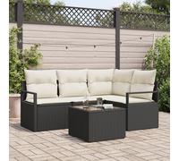 Set De Canapé De Jardin Vidaxl 4 Pièces Avec Coussins Rattan Poly Brown, Canapé De Jardin 2 Places Vidaxl Avec Coussins Rattan Poly Noir