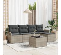 Set De Canapé De Jardin Vidaxl 6 Pièces Avec Coussins Gris Rattan Poly, Canapé De Jardin 2 Places Vidaxl Avec Rangement&coussins Gris Clair Rattan Poly