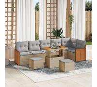 Set De Canapé De Jardin Vidaxl 9 Pièces Avec Coussins Beige Poly Rattan Acacia, Ensemble De Salle À Manger De Jardin Vidaxl 3 Pièces Avec Coussins Beige Poly Rattan Acacia
