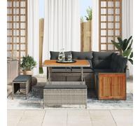 Set De Canapé De Jardin Vidaxl De 8 Pièces Avec Coussins Gris Poly Rattan Acacia, Set De Dîner De Jardin Vidaxl De 3 Pièces Avec Coussins Gris Poly Rattan Acacia