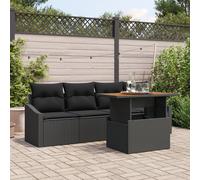 Set De Canapé De Jardin Vidaxl Ensemble De 5 Noir Rotin, Polyester