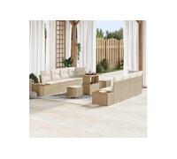 vidaXL Set de canapé modulaire d'extérieur pour 4 personnes, avec des coussins beige en poly rotin 3362891 Beige