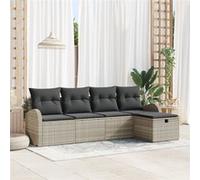 Set de Canapés de Jardin 5 pièces avec Coussins Gris Clair en Rattan Synthétique, Canapé de Jardin 2 places avec Rangement & Co gris clair