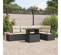 Set De Canapés De Jardin Vidaxl Ensemble De 6 Noir, Crème Rotin, Polyester