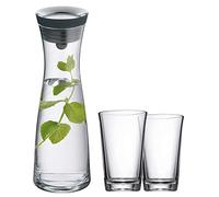 Set de carafe à eau WMF Basic 3 pièces, 1 l avec 2 verres 250 ml, en verre couvercle, couvercle silicone, fermeture CloseUp.