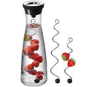 WMF Basic Carafe à Eau 3 pièces, Carafe de 1 l avec 2 brochettes à Fruits de différentes Tailles, Carafe en Verre avec Couvercle, Couvercle en Silicone, Fermeture Closeup