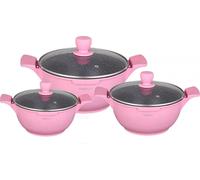 Set de casseroles 20-24-28cm 6 pcs Casserole Induction Alu Fonte Vaisselle Rose