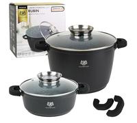 Set de casseroles à induction, marmite en fonte d'aluminium, couvercle en verre, pour tous les types de feux, y compris l'induction, revêtement en granit, revêtement antiadhésif pour cuisiner presque