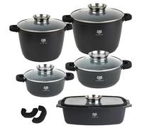 Set de casseroles à induction, marmite en fonte d'aluminium, couvercle en verre, pour tous les types de feux, y compris l'induction, revêtement en granit, revêtement antiadhésif pour cuisiner presque