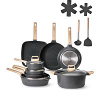 VEVOR Batterie de cuisine à induction 19 pièces anti-adhésive en granit noir