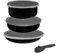 Set de casseroles avec poignée amovible et couvercles en silicone, 6 pièces