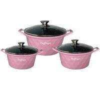 Set de casseroles Cheffinger - Diamond Line - 6 pièces - 20, 24 & 28 cm - Rose