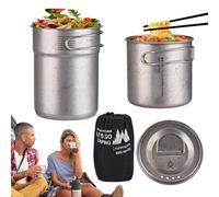 Set de casseroles de Camping | Outil Culinaire En Acier Inoxydable,Marmites 2 Pièces avec Poignée pour Randonnée Pique-nique Urgence Voyage Camping